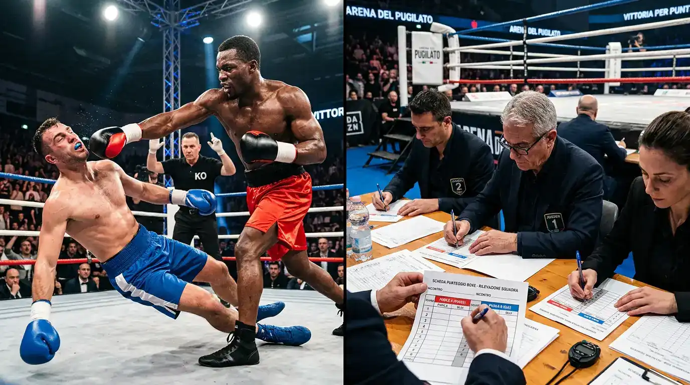 Mercati del metodo di vittoria nella boxe tra KO e decisione ai punti