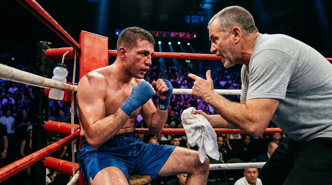 Pugile che dimostra resistenza nei round finali di un incontro di boxe